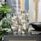 Silver Aluminum Geometric Open Framed Vase Set with Circular Plates